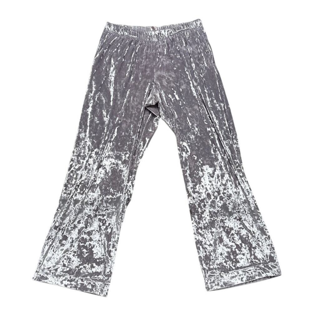 Victoria Secret Silver Crushed Velvet Elastic Waist Pull On Lounge Pants EE13